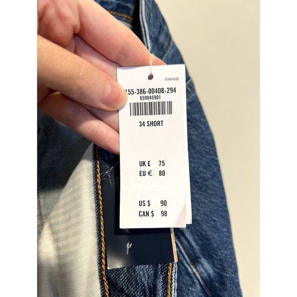 NWT Abercrombie & Fitch Curve Love High Rise Wide Leg Jean Dark Size 34 Short - Picture 12 of 13